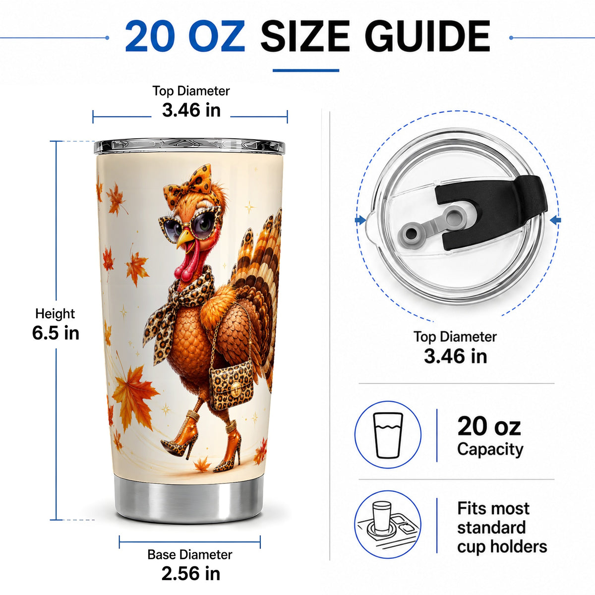 #pl[20oz|Steel] Fashion Turkey Tumbler, 20oz Stainless Steel Tumbler with Leopard Print Art