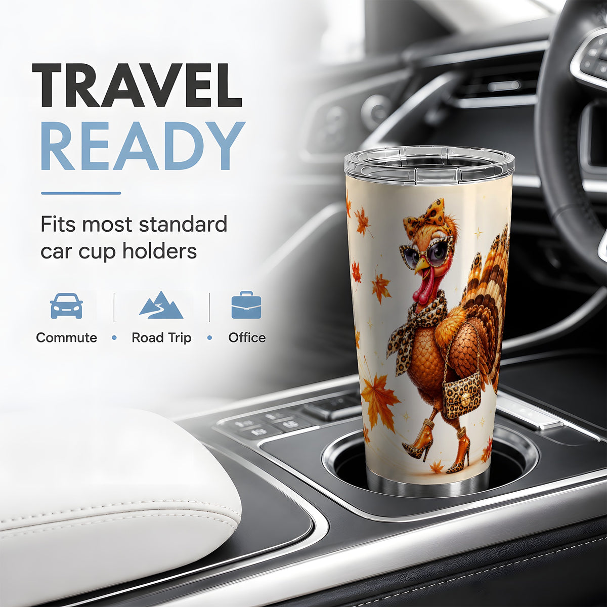 #pl[20oz|Steel] Fashion Turkey Tumbler, 20oz Stainless Steel Tumbler with Leopard Print Art