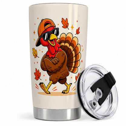 Cool Turkey Tumbler, 20oz Stainless Steel Tumbler with Sunglasses Fall Art