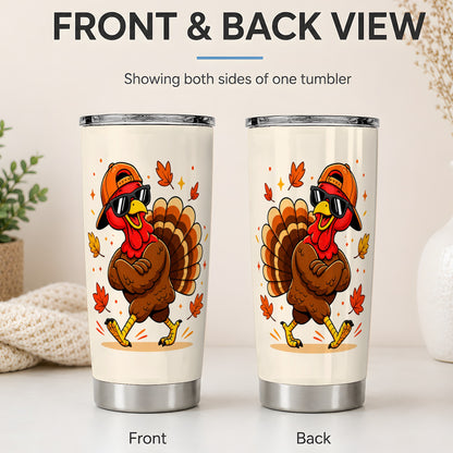 #pl[20oz|Steel] Cool Turkey Tumbler, 20oz Stainless Steel Tumbler with Sunglasses Fall Art