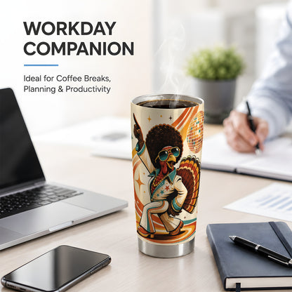 #pl[20oz|Steel] Retro Disco Turkey Tumbler, 20oz Stainless Steel Tumbler with 70s Dance Art