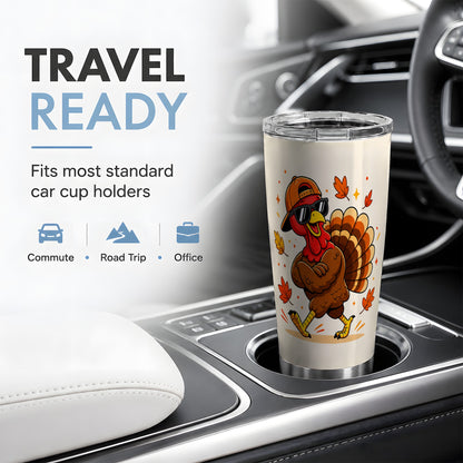 #pl[20oz|Steel] Cool Turkey Tumbler, 20oz Stainless Steel Tumbler with Sunglasses Fall Art