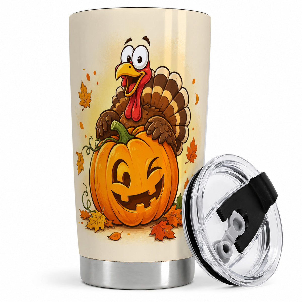 Turkey Pumpkin Tumbler, 20oz Stainless Steel Tumbler with Pumpkin Art