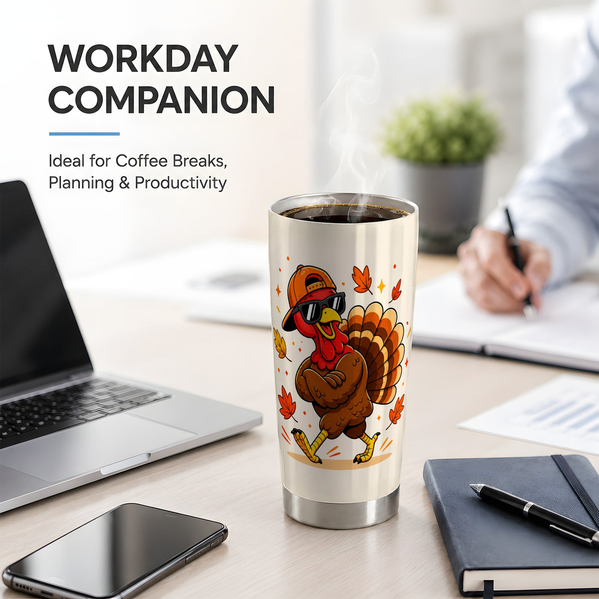 #pl[20oz|Steel] Cool Turkey Tumbler, 20oz Stainless Steel Tumbler with Sunglasses Fall Art