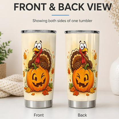 #pl[20oz|Steel] Turkey Pumpkin Tumbler, 20oz Stainless Steel Tumbler with Pumpkin Art