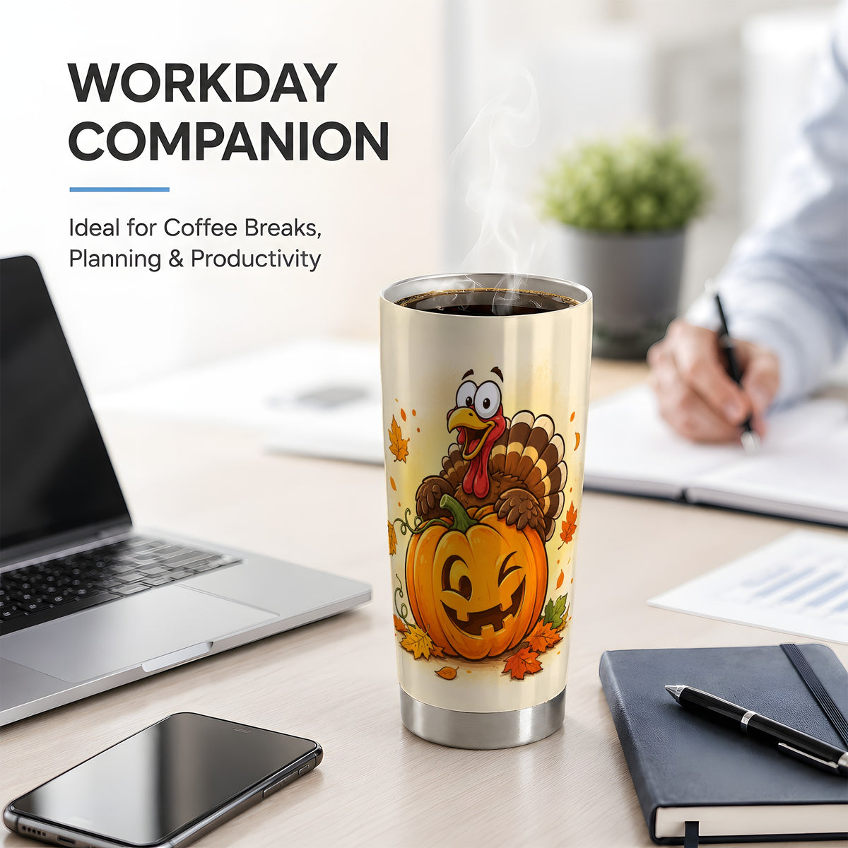 #pl[20oz|Steel] Turkey Pumpkin Tumbler, 20oz Stainless Steel Tumbler with Pumpkin Art