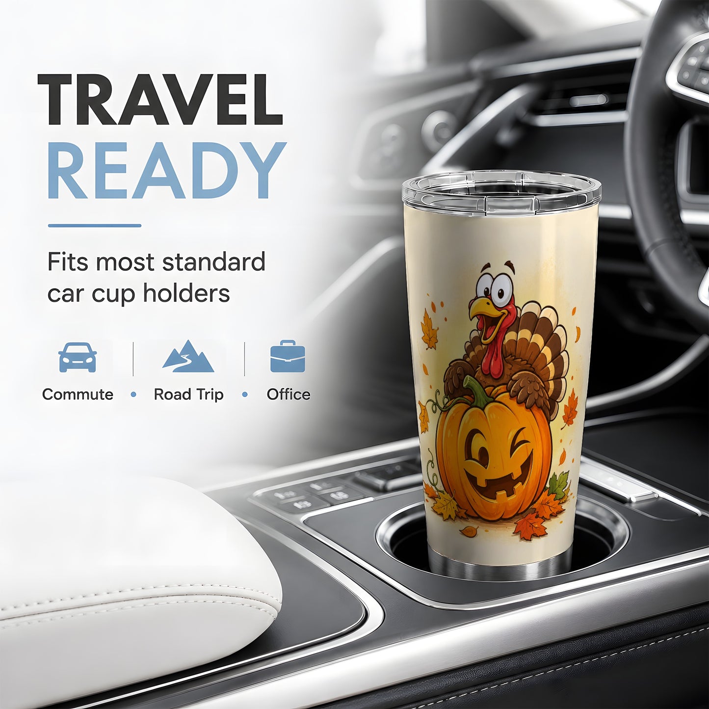 #pl[20oz|Steel] Turkey Pumpkin Tumbler, 20oz Stainless Steel Tumbler with Pumpkin Art