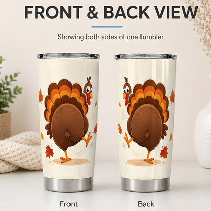 #pl[20oz|Steel] Funny Turkey Tumbler, 20oz Stainless Steel Tumbler with Dancing Fall Art