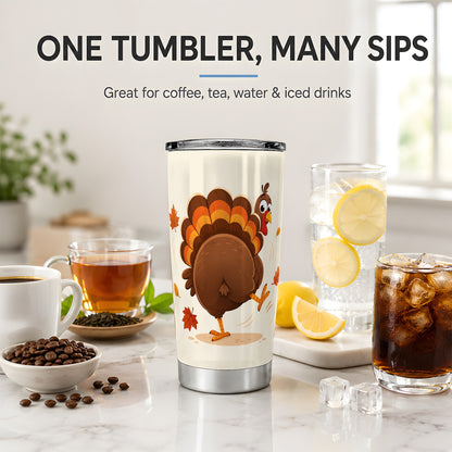 #pl[20oz|Steel] Funny Turkey Tumbler, 20oz Stainless Steel Tumbler with Dancing Fall Art