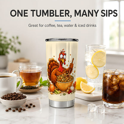 #pl[20oz|Steel] Thanksgiving Turkey Tumbler, 20oz Stainless Steel Tumbler with Stuffing Art