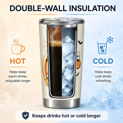 #pl[20oz|Steel] Retro Ghost Tumbler, 20oz Stainless Steel Tumbler with Pumpkin Art