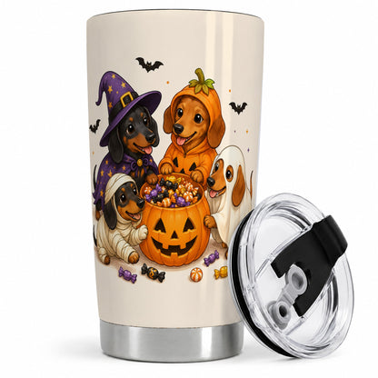 Halloween Dachshunds Tumbler, 20oz Stainless Steel Tumbler with Costume Art