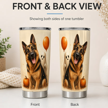 #pl[20oz|Steel] German Shepherd Tumbler, 20oz Stainless Steel Tumbler with Halloween Art