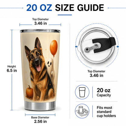 #pl[20oz|Steel] German Shepherd Tumbler, 20oz Stainless Steel Tumbler with Halloween Art