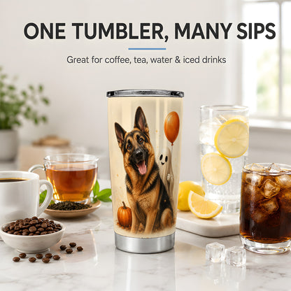 #pl[20oz|Steel] German Shepherd Tumbler, 20oz Stainless Steel Tumbler with Halloween Art