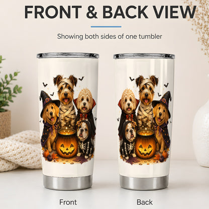 #pl[20oz|Steel] Halloween Dogs Tumbler, 20oz Stainless Steel Tumbler with Costume Group Art