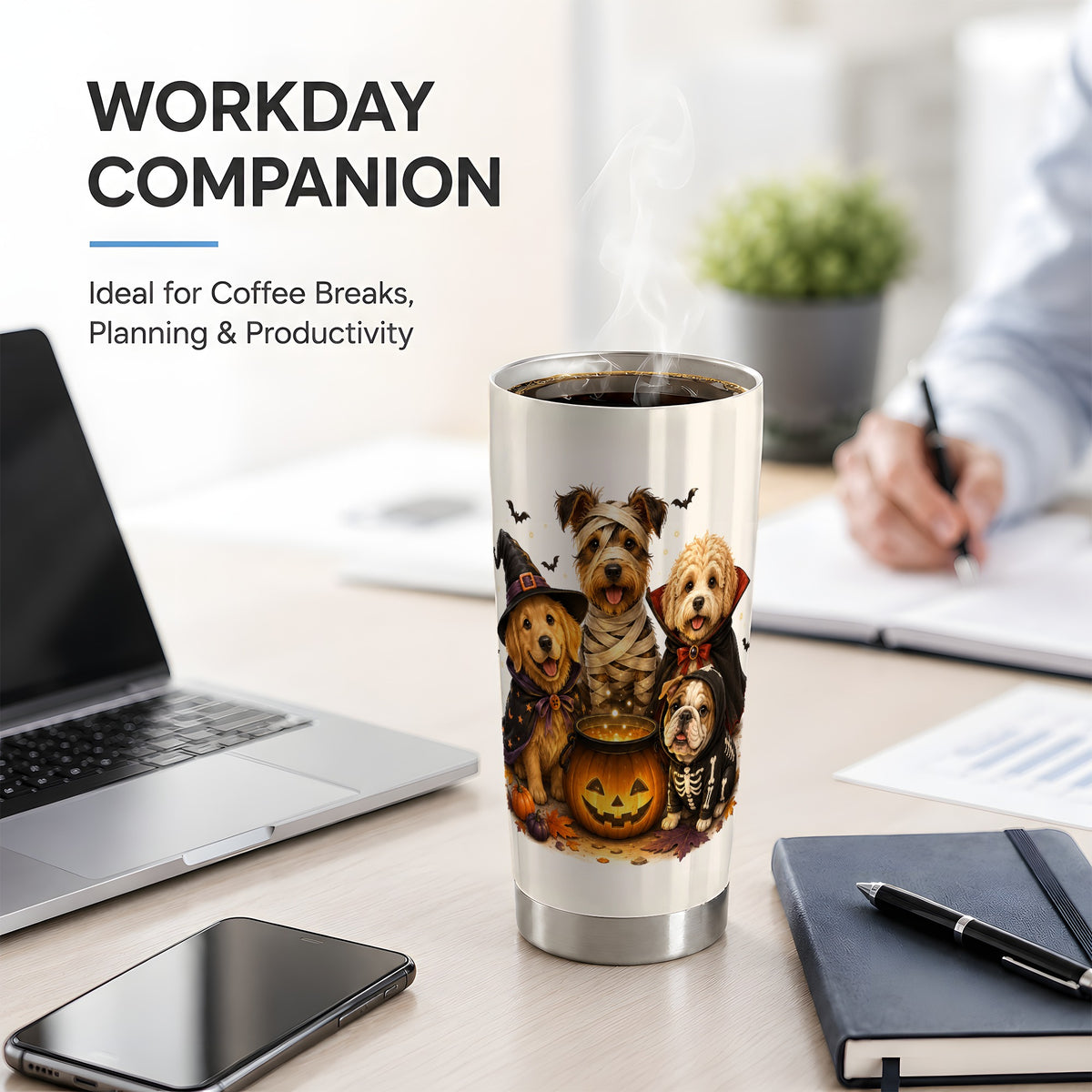 #pl[20oz|Steel] Halloween Dogs Tumbler, 20oz Stainless Steel Tumbler with Costume Group Art
