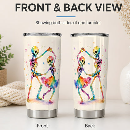 #pl[20oz|Steel] Rainbow Skeleton Tumbler, 20oz Stainless Steel Tumbler with Dance Art