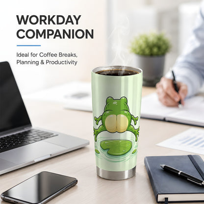 #pl[20oz|Steel] Funny Frog Butt 20oz Tumbler, Green Cartoon Artwork for Frog Lovers