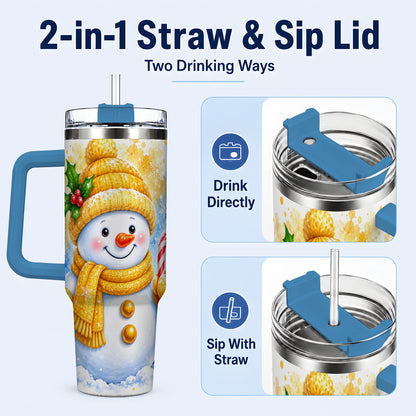 #pl[40oz|Blue] Snowman Christmas 40oz Tumbler, Winter Stainless Steel Travel Cup