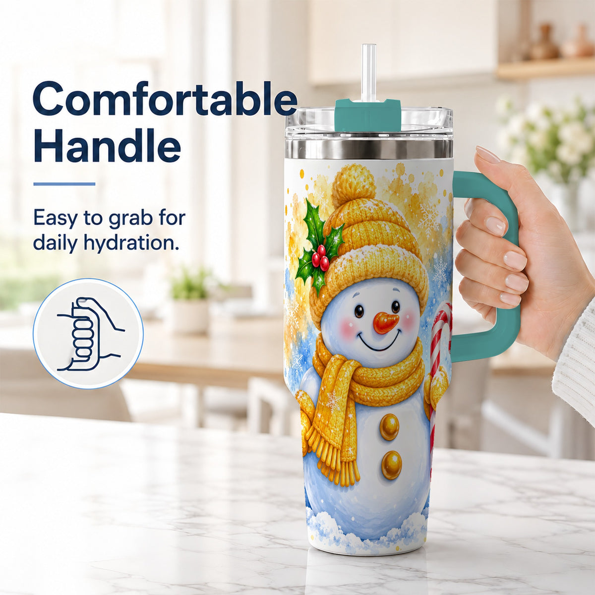 #pl[40oz|Green] Snowman Christmas 40oz Tumbler, Winter Stainless Steel Travel Cup