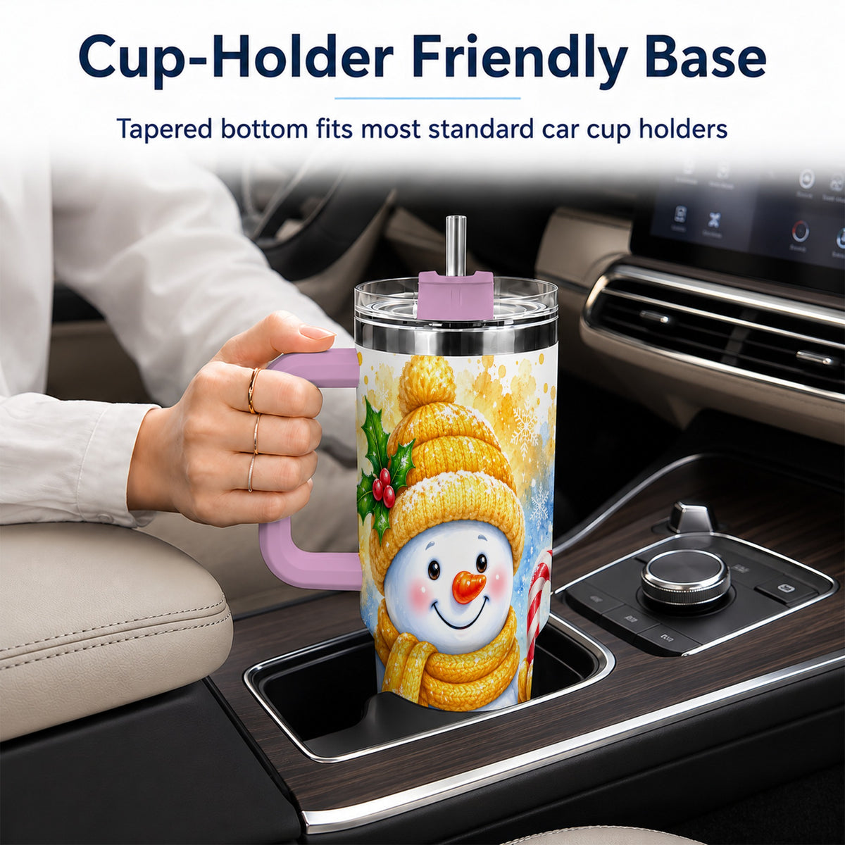 #pl[40oz|Pink] Snowman Christmas 40oz Tumbler, Winter Stainless Steel Travel Cup