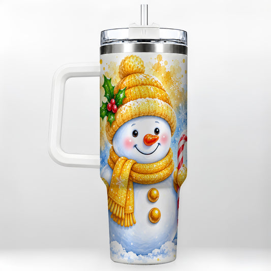 Snowman Christmas 40oz Tumbler, Winter Stainless Steel Travel Cup