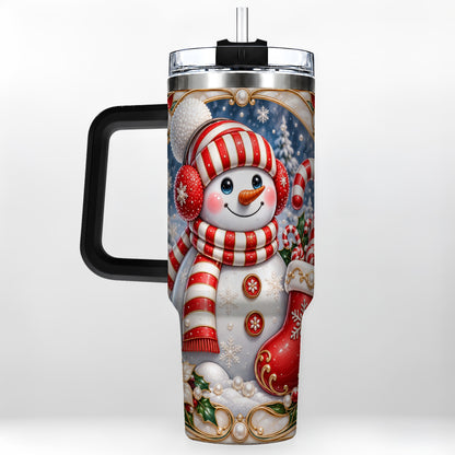#pl[40oz|Black] Snowman Stocking 40oz Tumbler, Christmas Stainless Steel Travel Cup