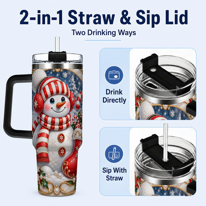 #pl[40oz|Black] Snowman Stocking 40oz Tumbler, Christmas Stainless Steel Travel Cup