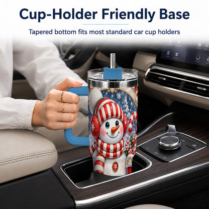 #pl[40oz|Blue] Snowman Stocking 40oz Tumbler, Christmas Stainless Steel Travel Cup