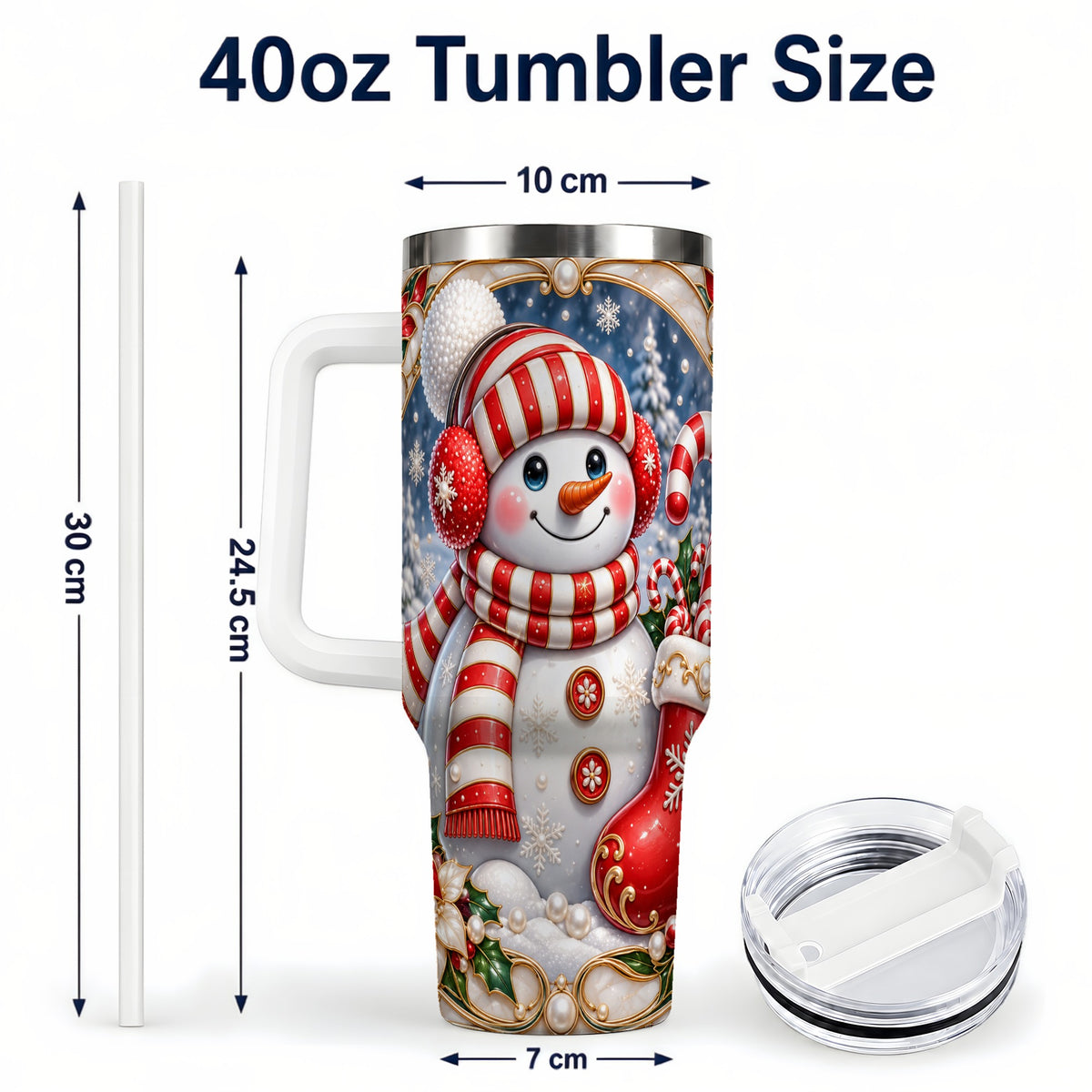 #pl[40oz|White] Snowman Stocking 40oz Tumbler, Christmas Stainless Steel Travel Cup