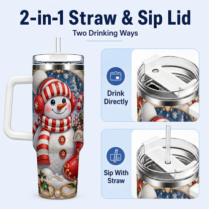#pl[40oz|White] Snowman Stocking 40oz Tumbler, Christmas Stainless Steel Travel Cup