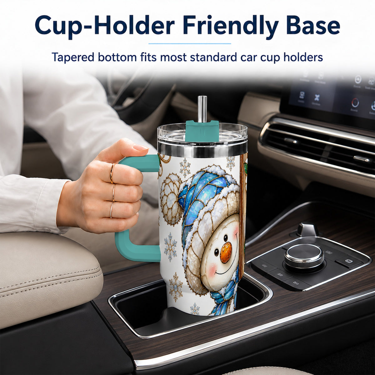 #pl[40oz|Green] Snowman Squirrel 40oz Tumbler, Winter Woodland Stainless Steel Travel Cup