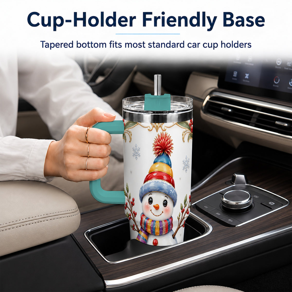 #pl[40oz|Green] Lantern Snowman 40oz Tumbler with Handle, Winter Stainless Steel Travel Cup