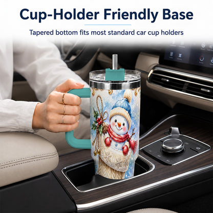 #pl[40oz|Green] Stocking Snowman 40oz Tumbler with Handle, Stainless Steel Travel Cup
