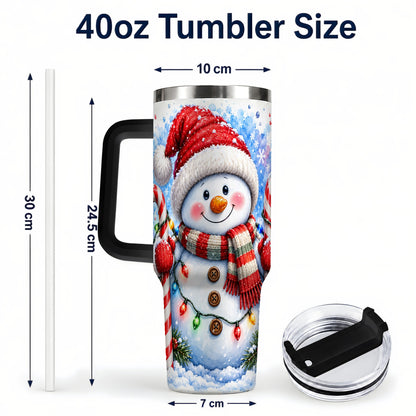 #pl[40oz|Black] Candy Cane Snowman 40oz Tumbler, Christmas Stainless Steel Travel Cup