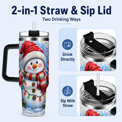 #pl[40oz|Black] Candy Cane Snowman 40oz Tumbler, Christmas Stainless Steel Travel Cup