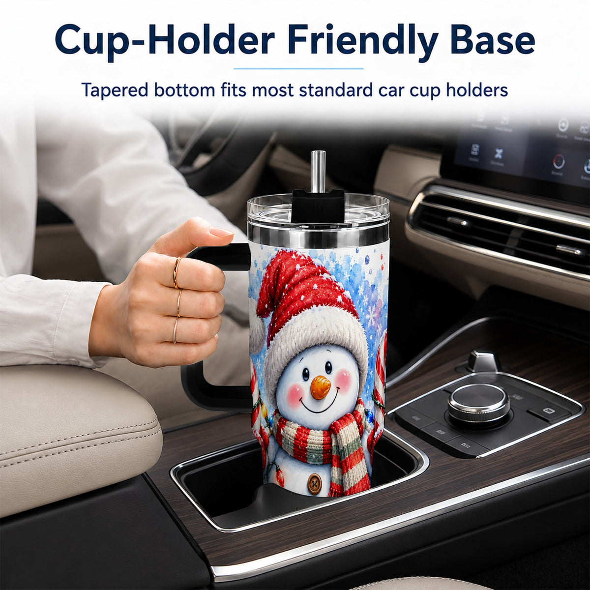 #pl[40oz|Black] Candy Cane Snowman 40oz Tumbler, Christmas Stainless Steel Travel Cup