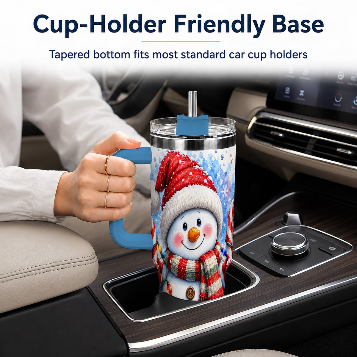 #pl[40oz|Blue] Candy Cane Snowman 40oz Tumbler, Christmas Stainless Steel Travel Cup