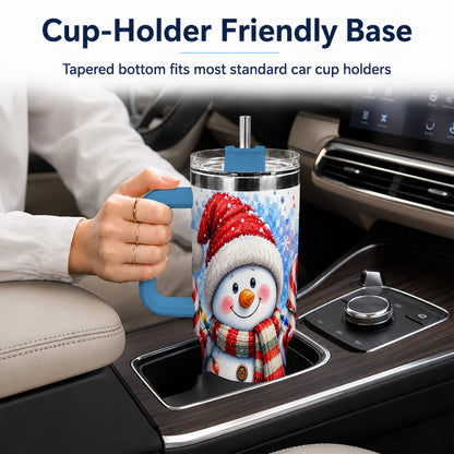 #pl[40oz|Blue] Candy Cane Snowman 40oz Tumbler, Christmas Stainless Steel Travel Cup