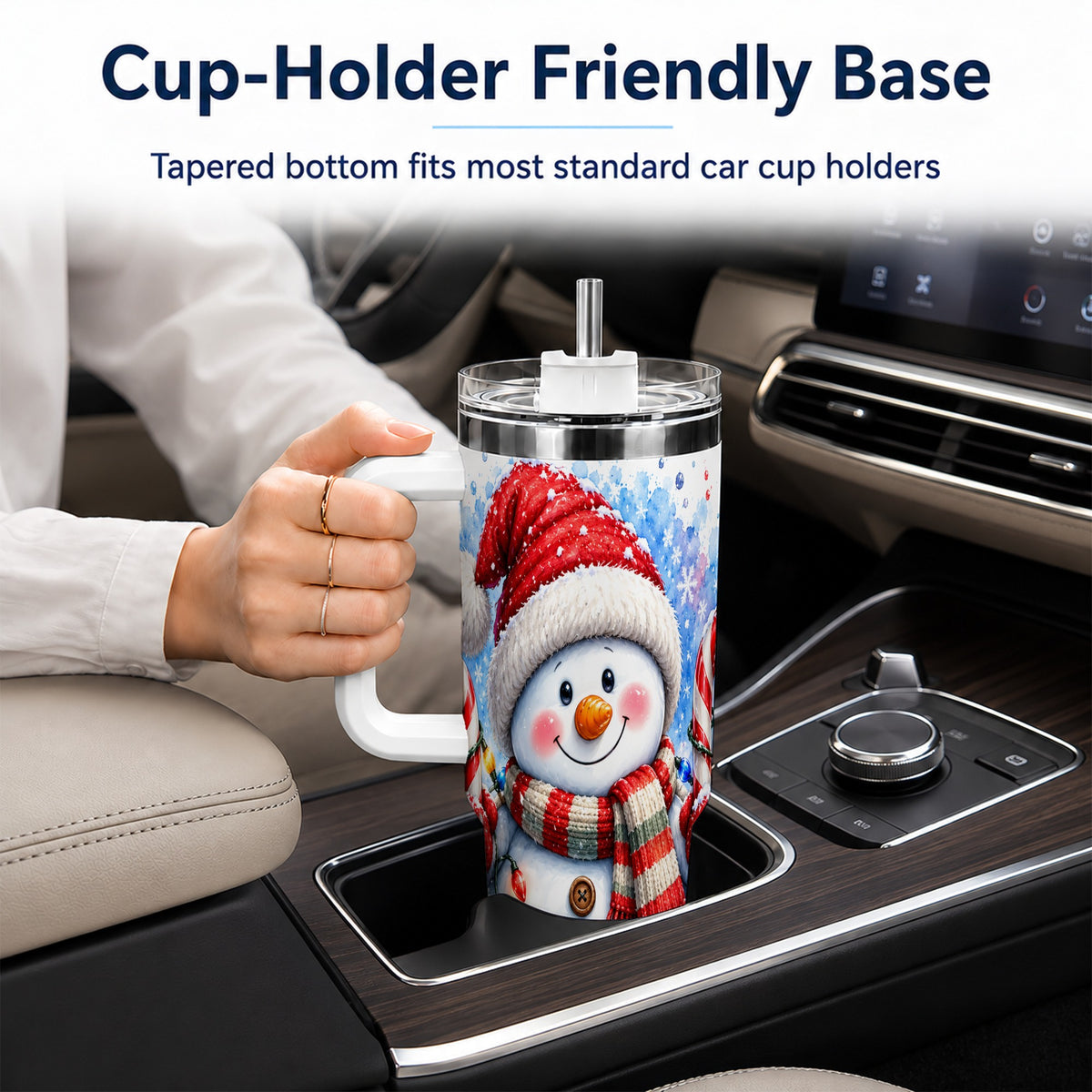 #pl[40oz|White] Candy Cane Snowman 40oz Tumbler, Christmas Stainless Steel Travel Cup