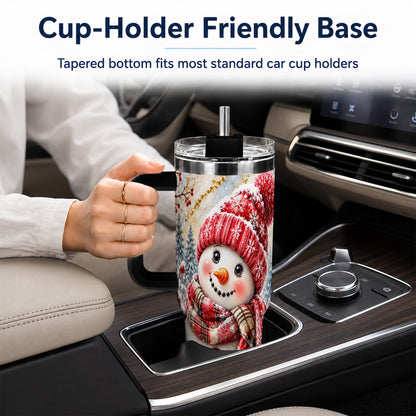 #pl[40oz|Black] Red Winter Snowman 40oz Tumbler, Plaid Stainless Steel Travel Cup