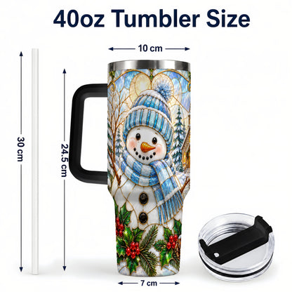 #pl[40oz|Black] Blue Snowman 40oz Tumbler, Winter Church Stainless Steel Travel Cup