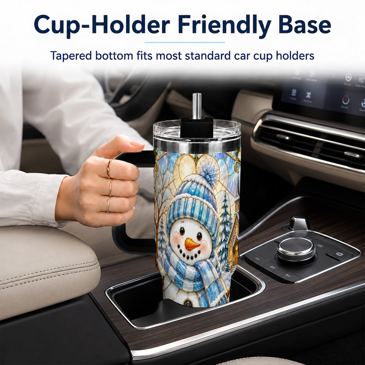 #pl[40oz|Black] Blue Snowman 40oz Tumbler, Winter Church Stainless Steel Travel Cup