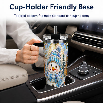 #pl[40oz|Black] Blue Snowman 40oz Tumbler, Winter Church Stainless Steel Travel Cup
