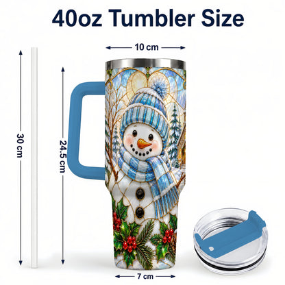 #pl[40oz|Blue] Blue Snowman 40oz Tumbler, Winter Church Stainless Steel Travel Cup