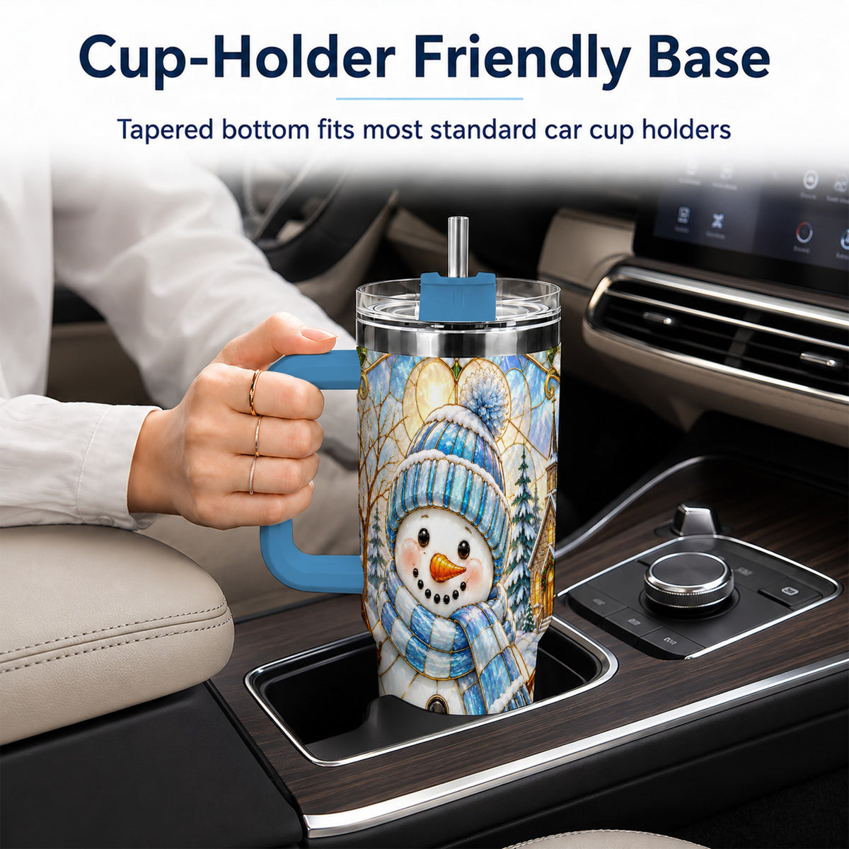 #pl[40oz|Blue] Blue Snowman 40oz Tumbler, Winter Church Stainless Steel Travel Cup