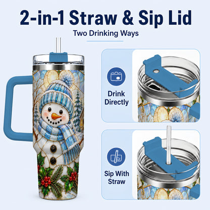 #pl[40oz|Blue] Blue Snowman 40oz Tumbler, Winter Church Stainless Steel Travel Cup