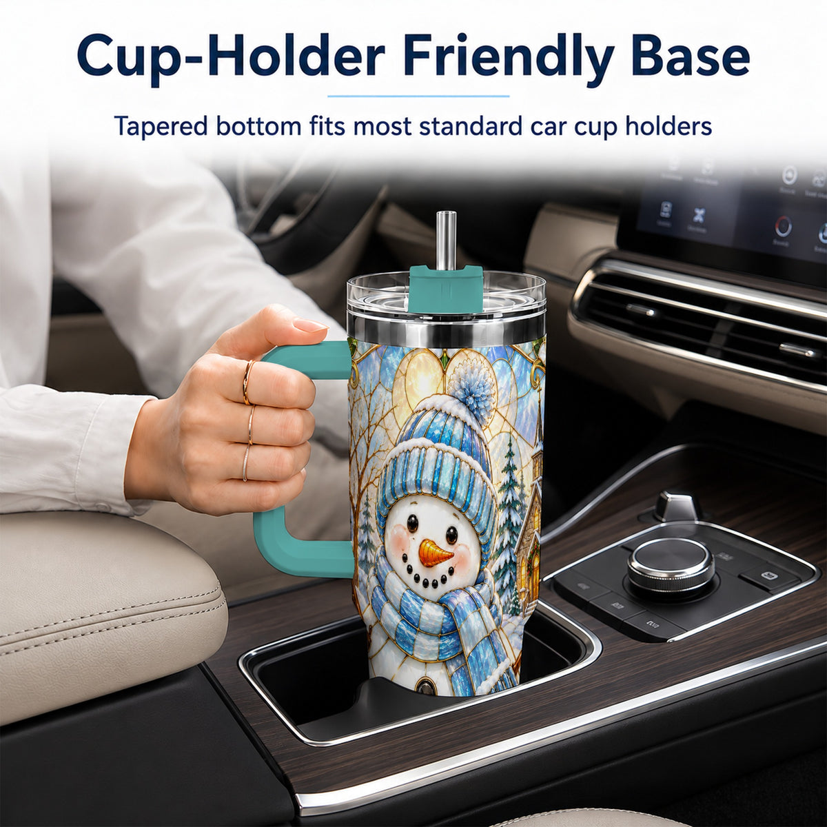 #pl[40oz|Green] Blue Snowman 40oz Tumbler, Winter Church Stainless Steel Travel Cup