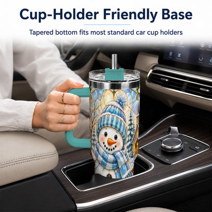 #pl[40oz|Green] Blue Snowman 40oz Tumbler, Winter Church Stainless Steel Travel Cup